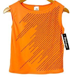 Body Wrappers Adult Boatneck Pullover Top Orange Black Beaded Sleeveless M New